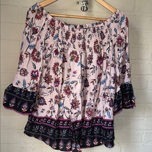Beachlunchlounge shirt Floral Off-Shoulder smocked top XL model